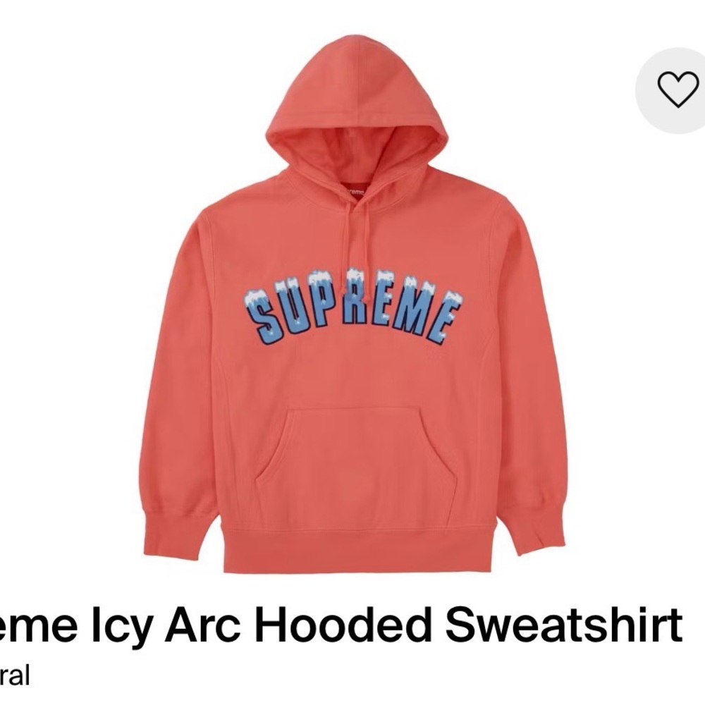 Supreme FW20 Icy Arc Hoodie, Coral, US XL, Brand New